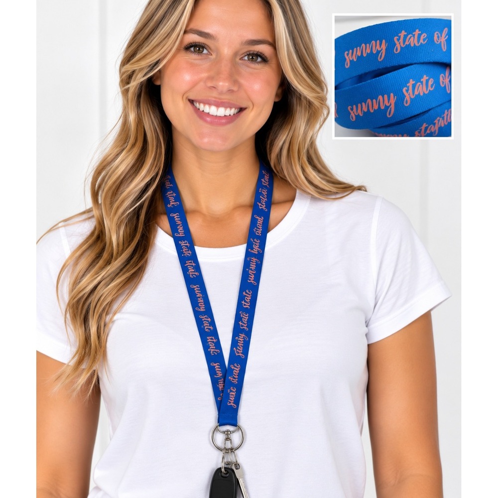 Vera Bradley Wide Lanyard Blue Sunny State of Mind Script NWT